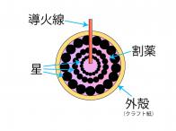 工夫した花火の構造（星が多くなった分、割薬が減っている）